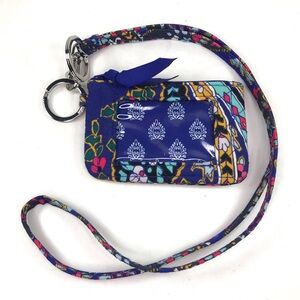 Vera Bradley Purple Romantic Paisley Quilted Lanyard ID Neck Wallet Coin